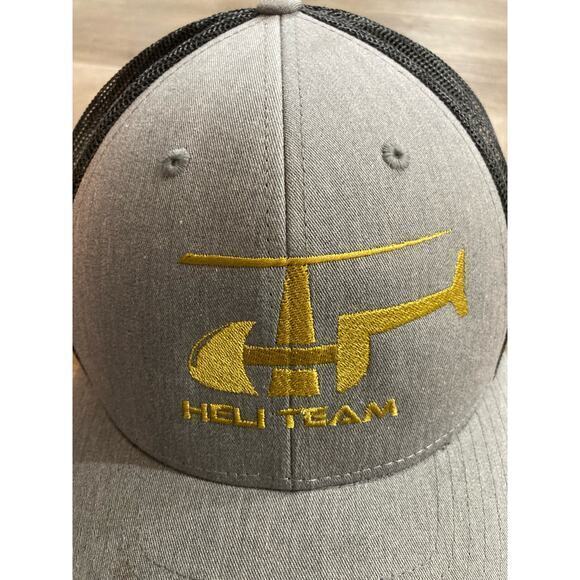 Heli‎ Team Trucker Cap Gray/Black Embroidered Helicopter Logo Adjustable - Picture 6 of 8